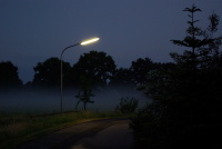 Straßenlampe bei Nebelschwaden